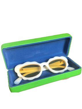 Fashion Brand Company Women's White and Yellow Sunglasses
